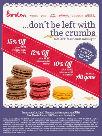 Boden second macaroon email