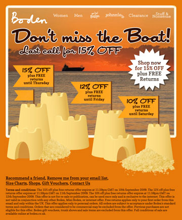 Boden second sandcastle email